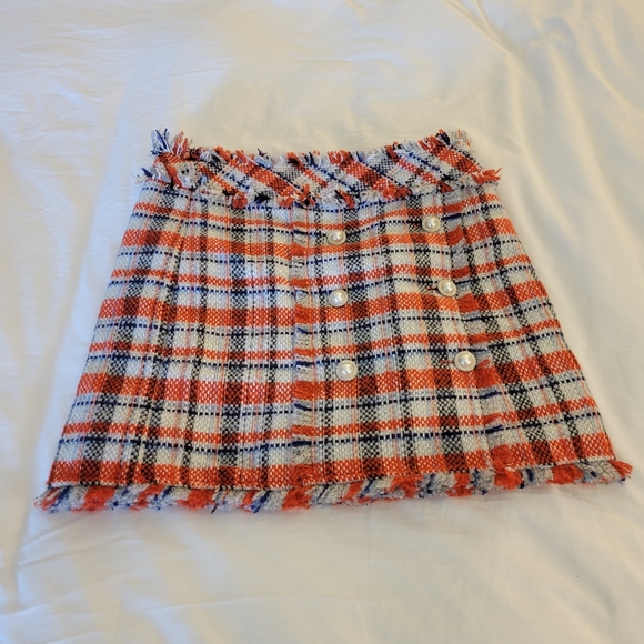 Sans Souci Frayed Tweed Red, White & Blue Mini Skirt Size L - Picture 4 of 6